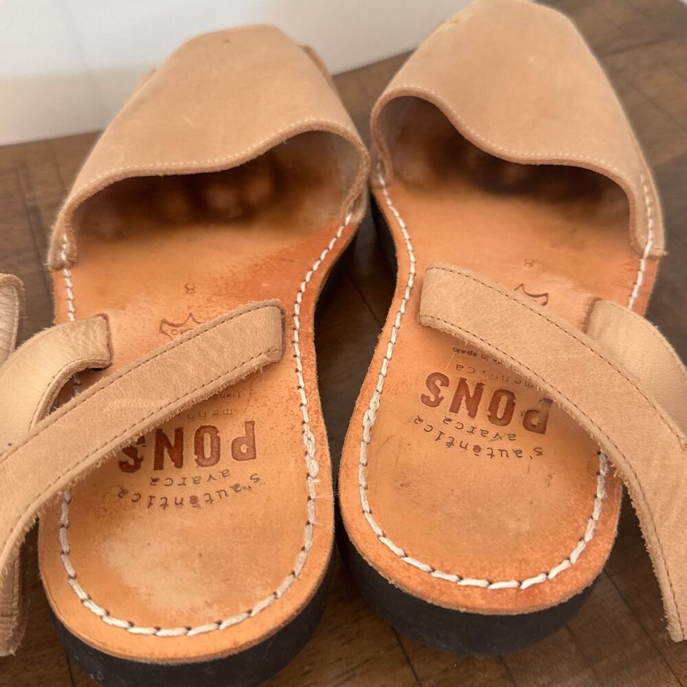 Pons Leather Sandals Womens Size 8 Tan Ankle Strap Comfort Walking Spain - Picture 8 of 8